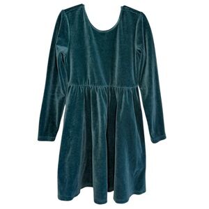 Hanna Andersson Girls Sz 130 / US 8 Green Velvet Long Sleeve Dress